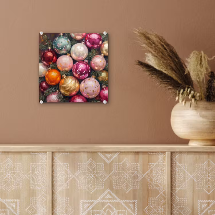 Glas schilderij - Kerstballen - Kleurrijk - Feest — 6