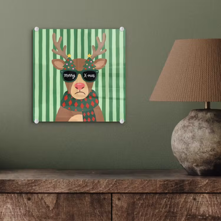 Glas schilderij - Rendier - Kerst - Illustratie — 4