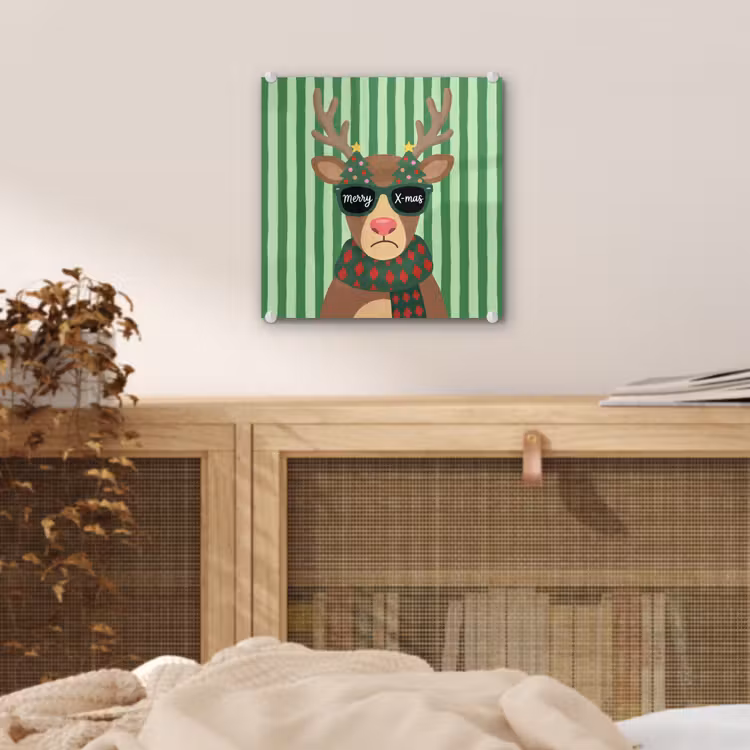 Glas schilderij - Rendier - Kerst - Illustratie — 5