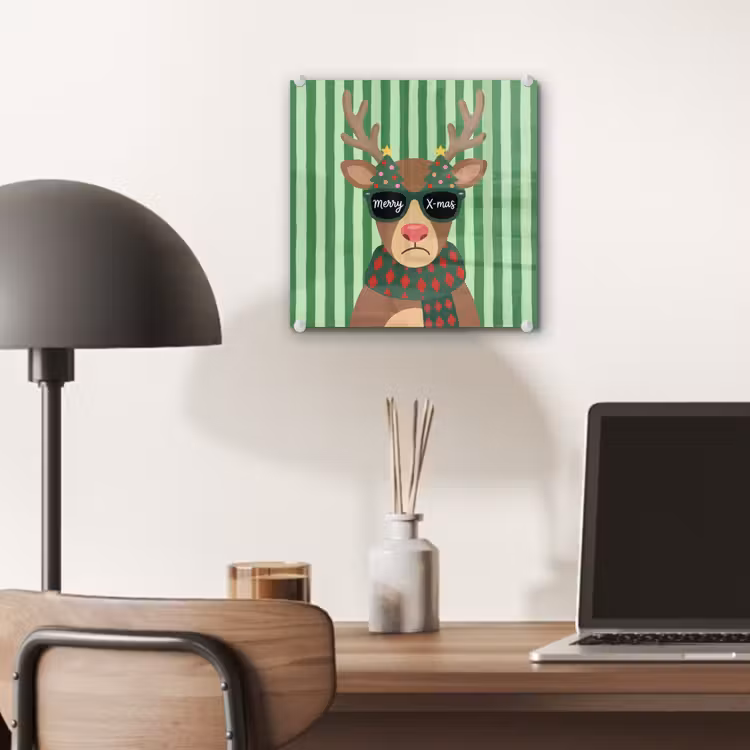 Glas schilderij - Rendier - Kerst - Illustratie — 7