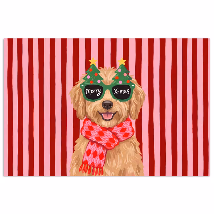 Poster - Hond - Kerst - Rood — 1