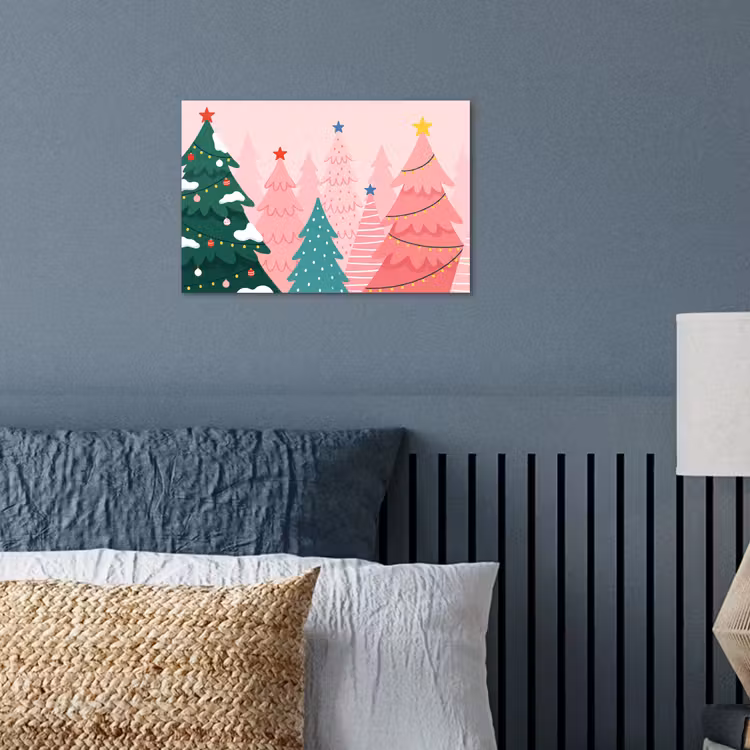 Poster - Kerstbomen - Illustratie - Roze — 3