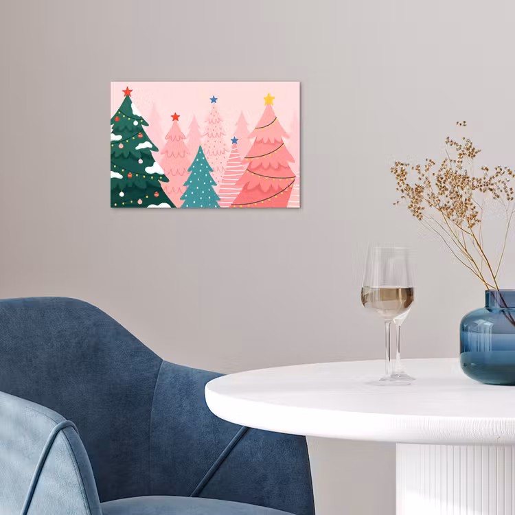 Poster - Kerstbomen - Illustratie - Roze — 4