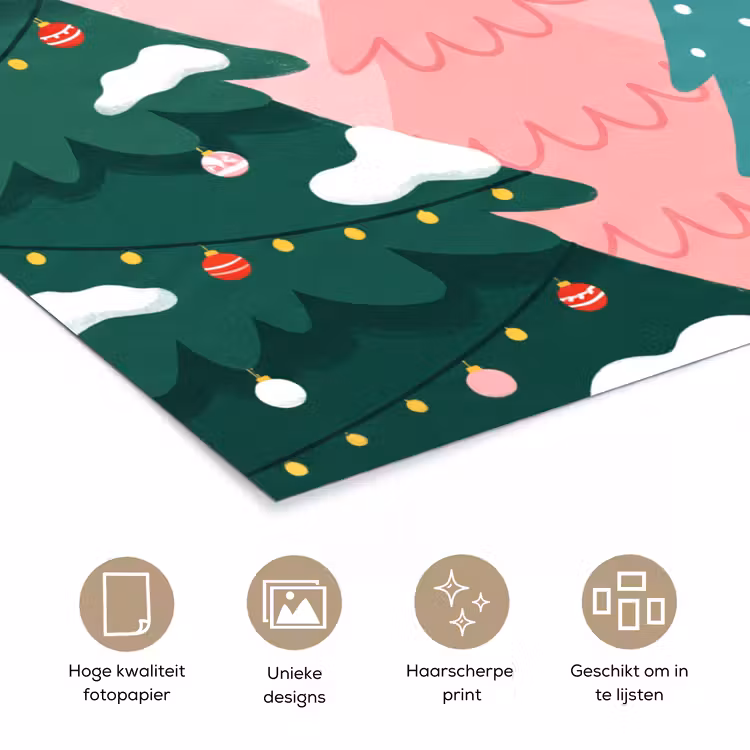Poster - Kerstbomen - Illustratie - Roze — 5
