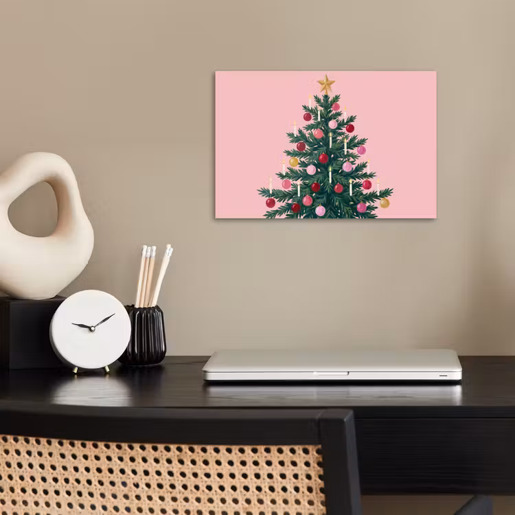 Poster - Kerstboom - Kerst - Roze — 2