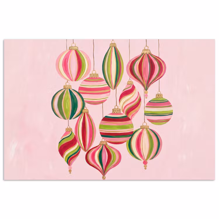 Poster - Kerstversiering - Gestreept - Roze — 1