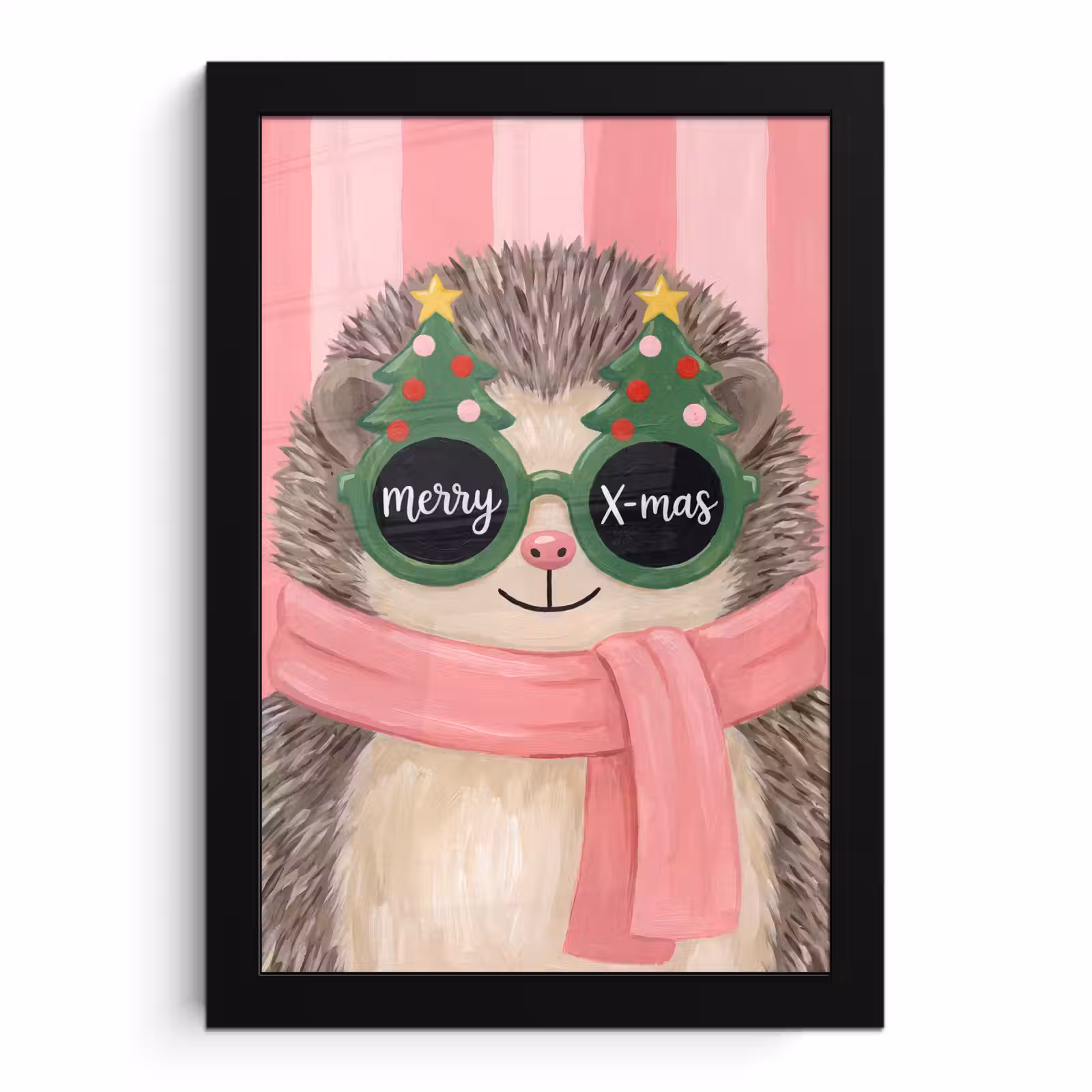 Poster met lijst - Egel - Kerst - Illustratie — 1