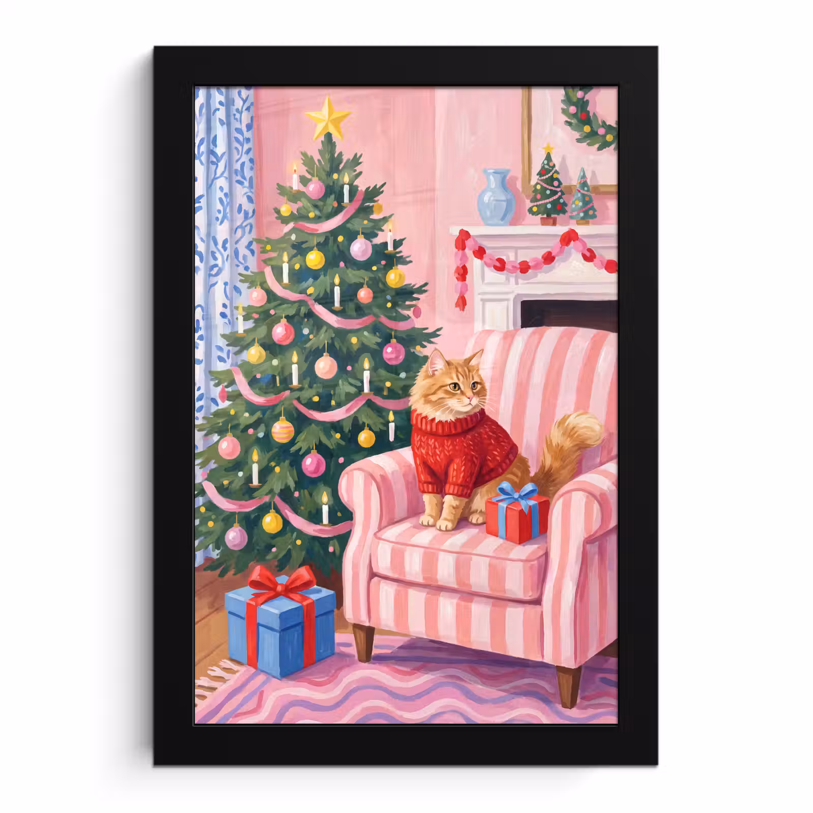 Poster met lijst - Kat - Kerst - Interieur — 1