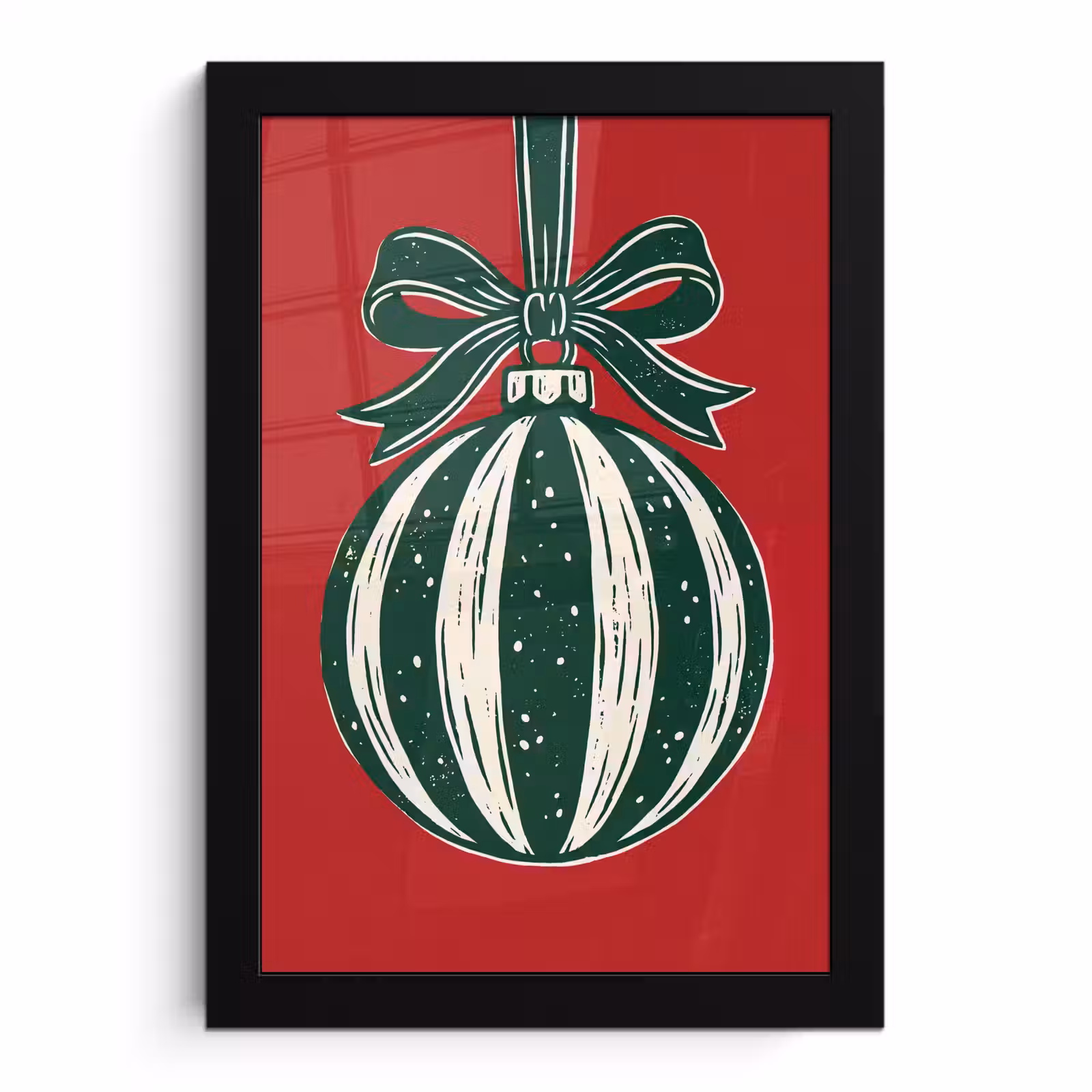 Poster met lijst - Kerstbal - Kerst - Rood — 1