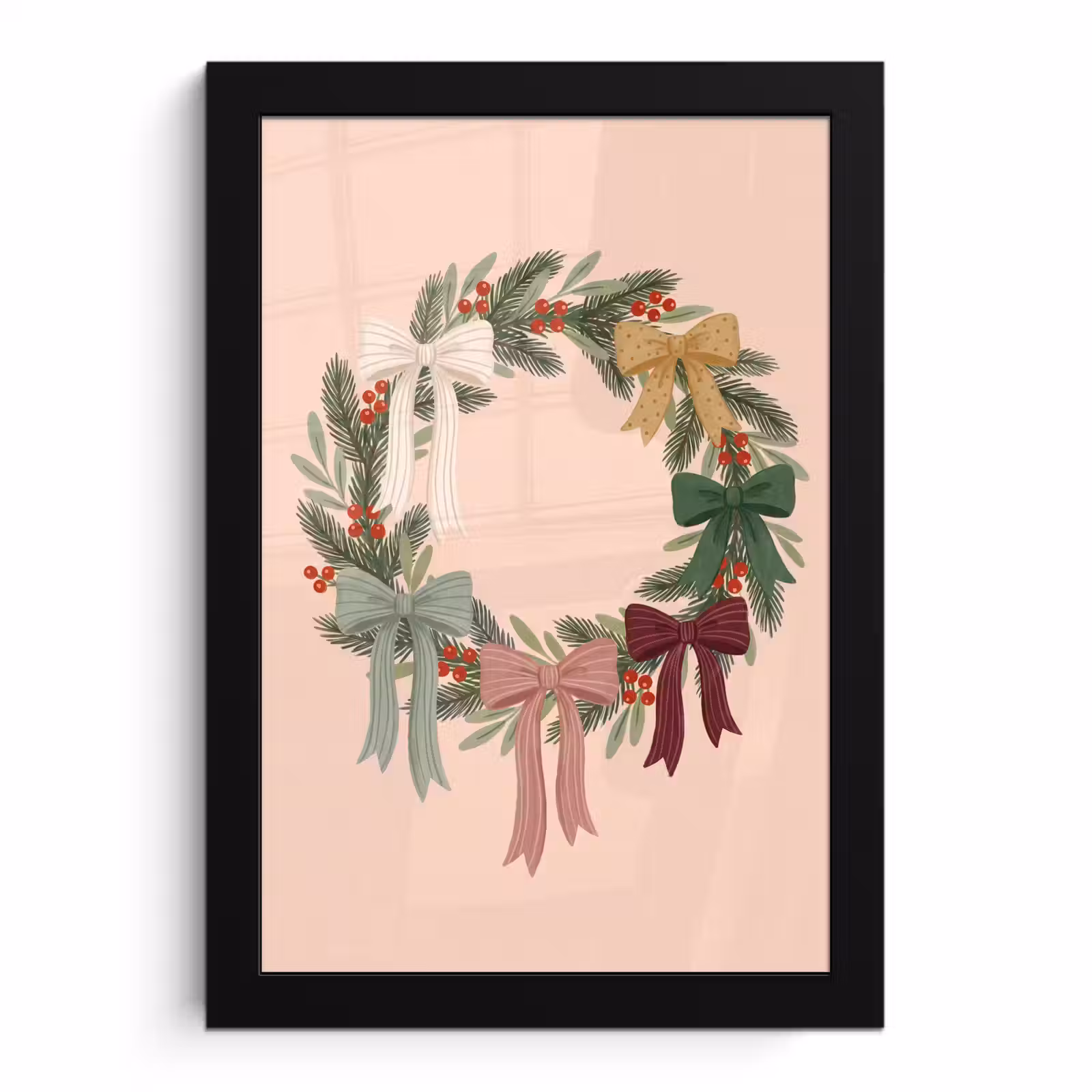 Poster met lijst - Kerstkrans - Strikken - Kerst — 1