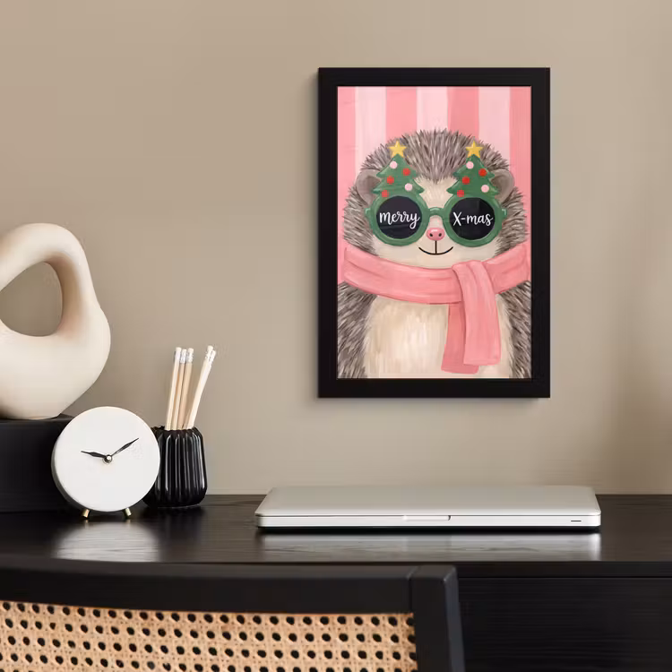 Poster met lijst - Egel - Kerst - Illustratie — 3