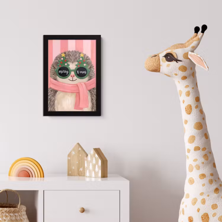 Poster met lijst - Egel - Kerst - Illustratie — 5