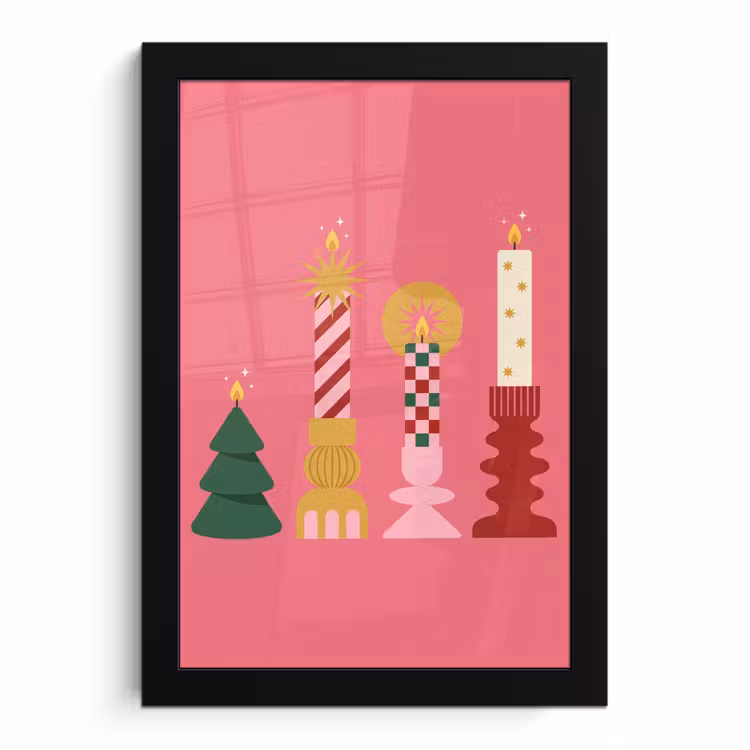 Poster met lijst - Kaarsen - Feest - Roze — 1