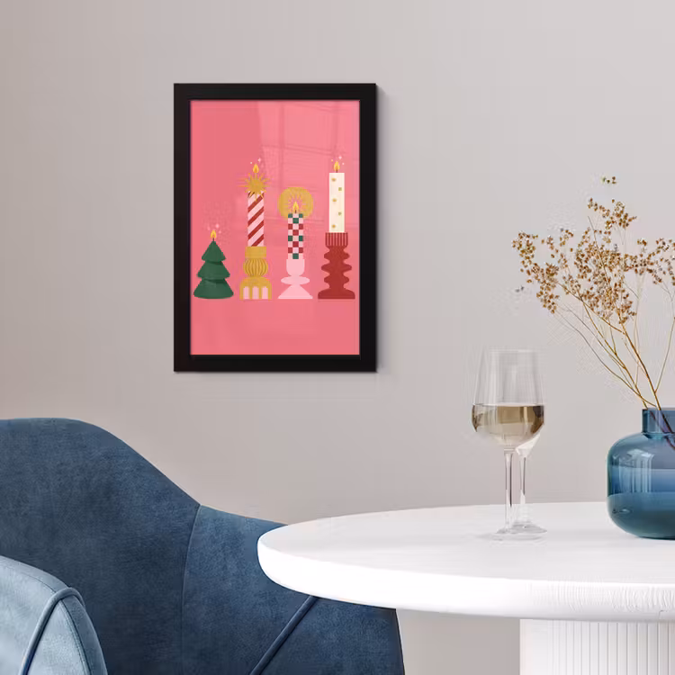 Poster met lijst - Kaarsen - Feest - Roze — 2