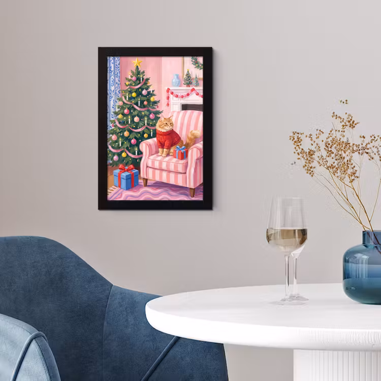 Poster met lijst - Kat - Kerst - Interieur — 2