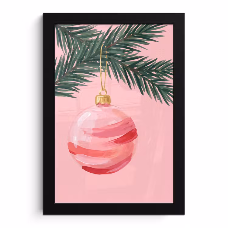 Poster met lijst - Kerstbal - Roze - Kerst — 1