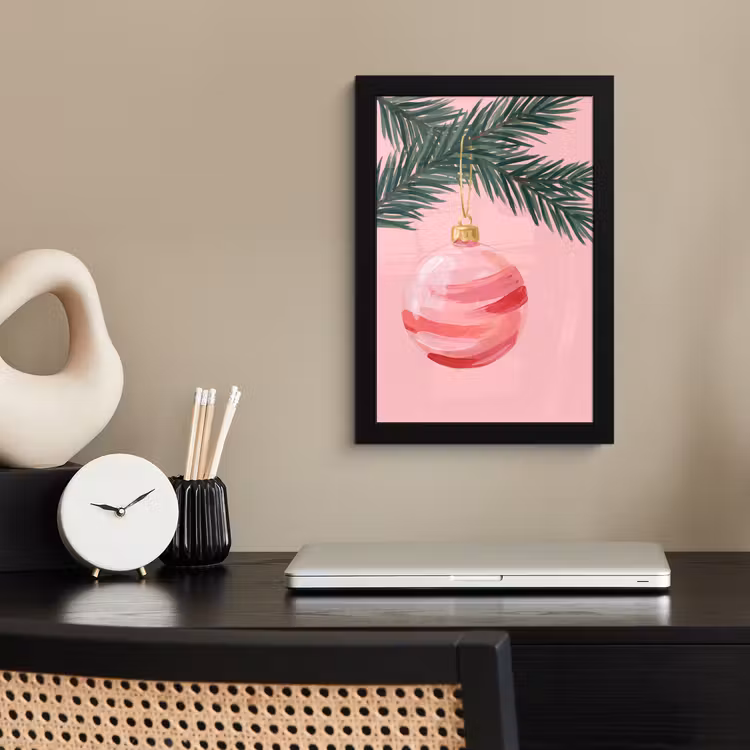 Poster met lijst - Kerstbal - Roze - Kerst — 3