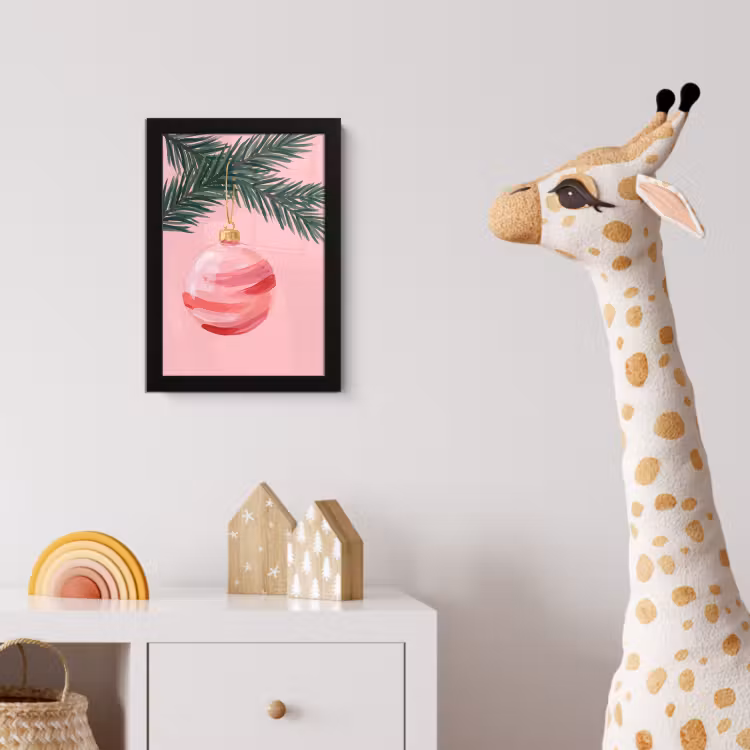 Poster met lijst - Kerstbal - Roze - Kerst — 5