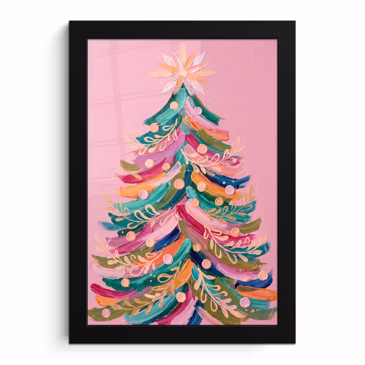 Poster met lijst - Kerstboom - Abstract - Kleurrijk — 1