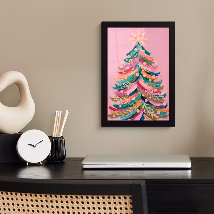 Poster met lijst - Kerstboom - Abstract - Kleurrijk — 3