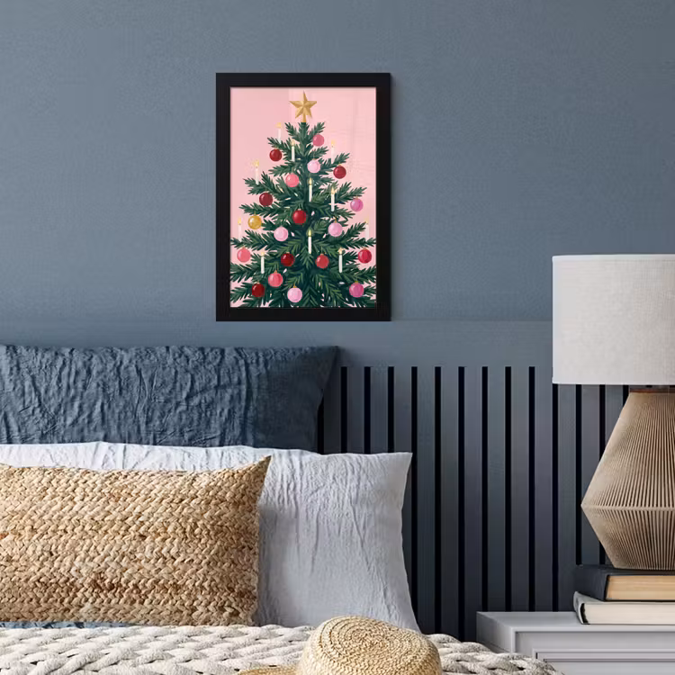Poster met lijst - Kerstboom - Kerst - Roze — 4
