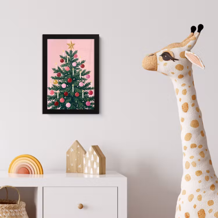 Poster met lijst - Kerstboom - Kerst - Roze — 5