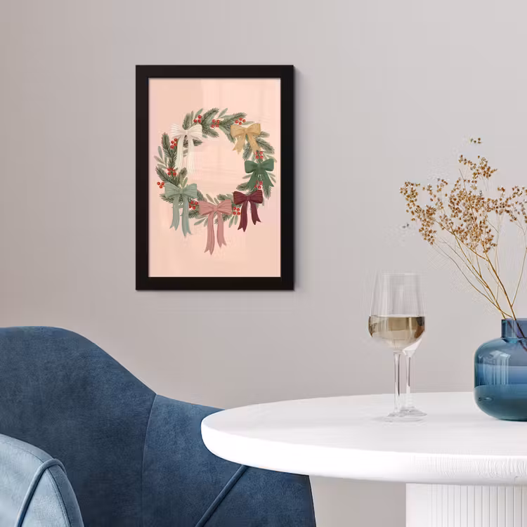 Poster met lijst - Kerstkrans - Strikken - Kerst — 2