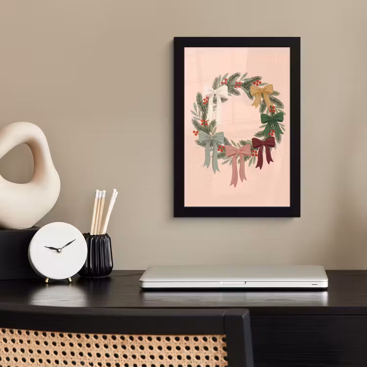 Poster met lijst - Kerstkrans - Strikken - Kerst — 3