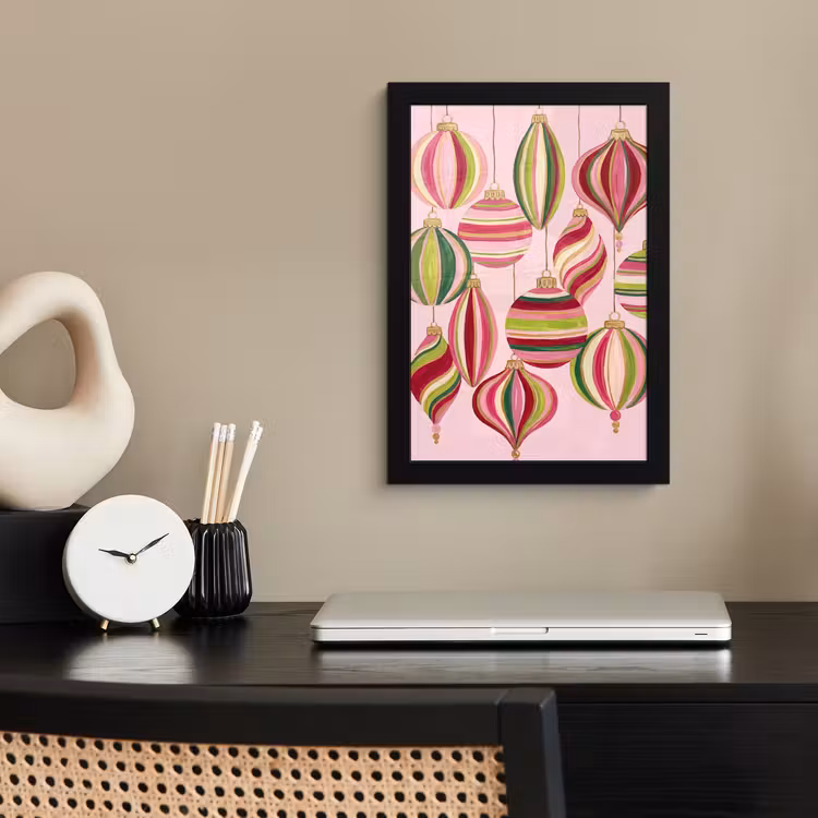 Poster met lijst - Kerstversiering - Gestreept - Roze — 3
