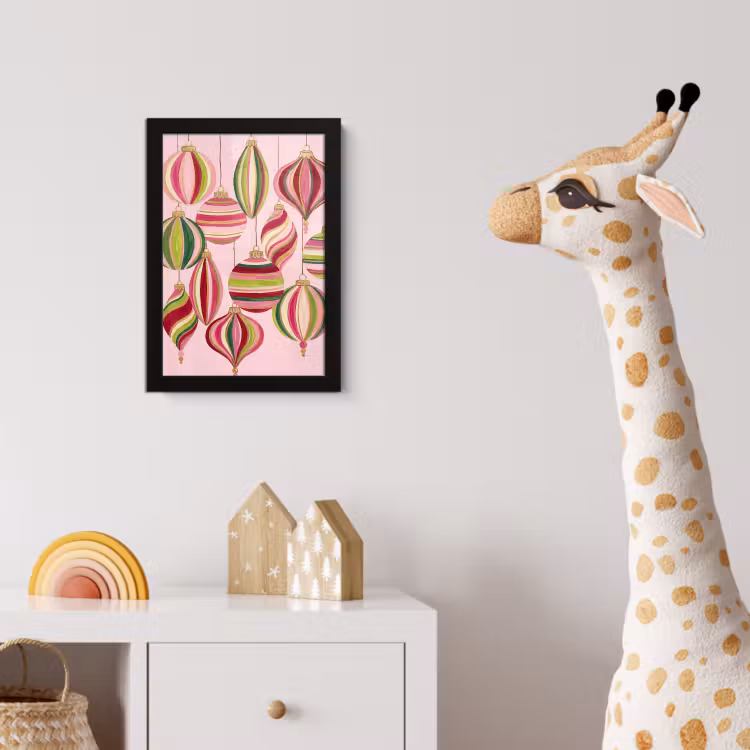 Poster met lijst - Kerstversiering - Gestreept - Roze — 5