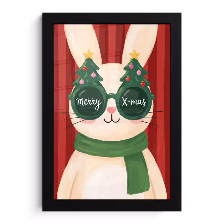 Poster met lijst - Konijn - Kerst - Dieren — 1