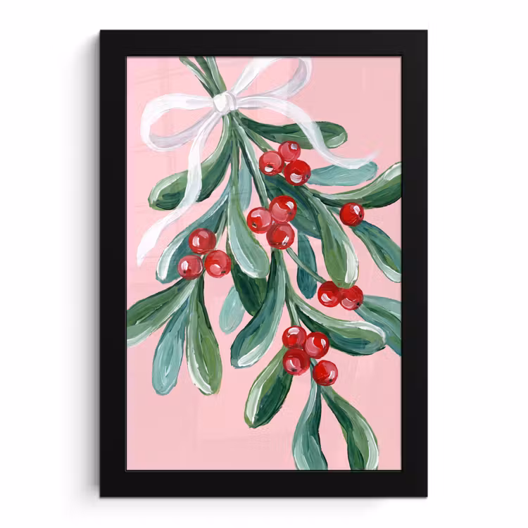 Poster met lijst - Plant - Kerst - Roze — 1