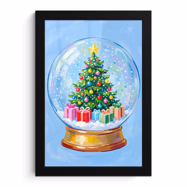 Poster met lijst - Sneeuwbol - Kerst - Cadeaus — 1
