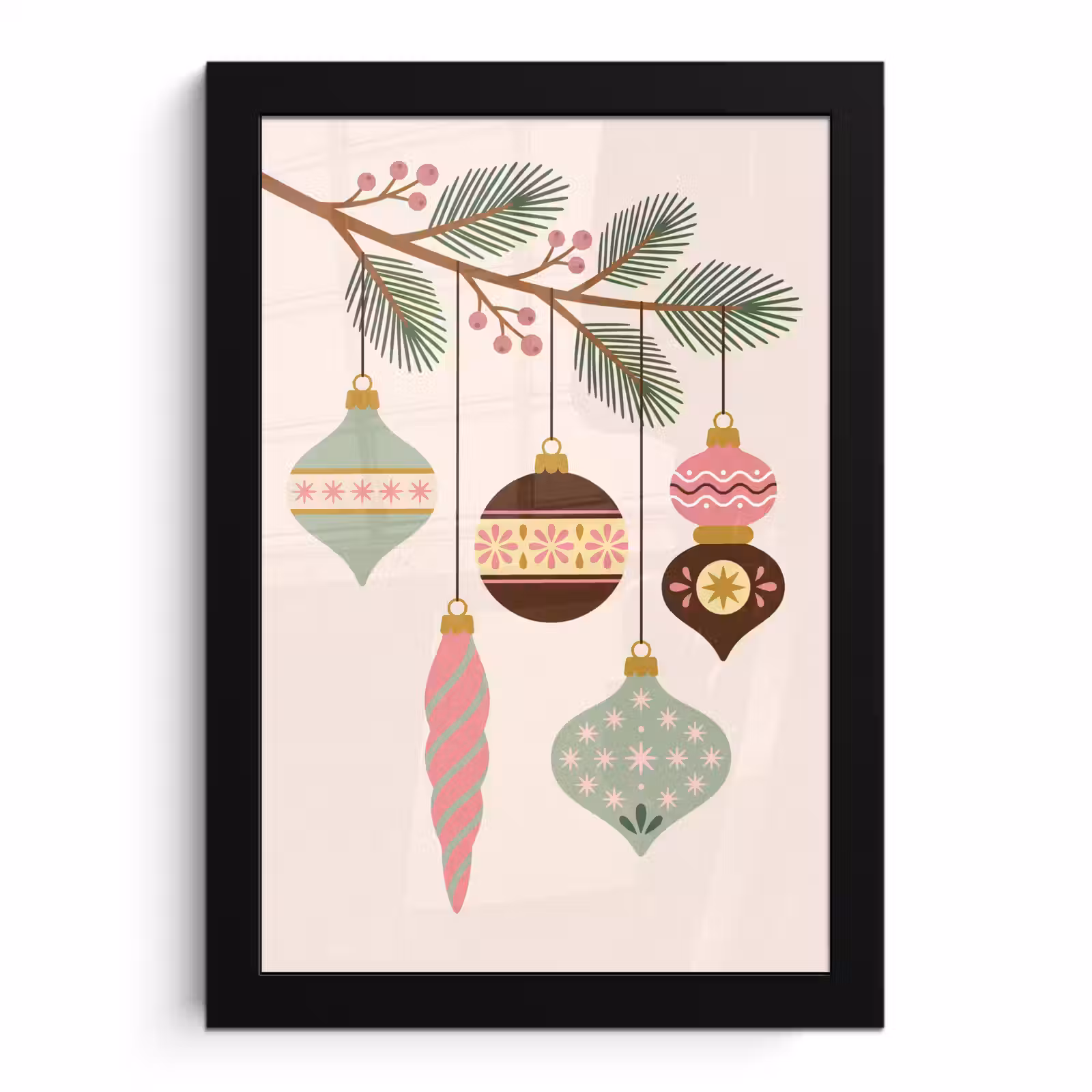Poster met lijst - Kerst - Ornamenten - Tak — 1