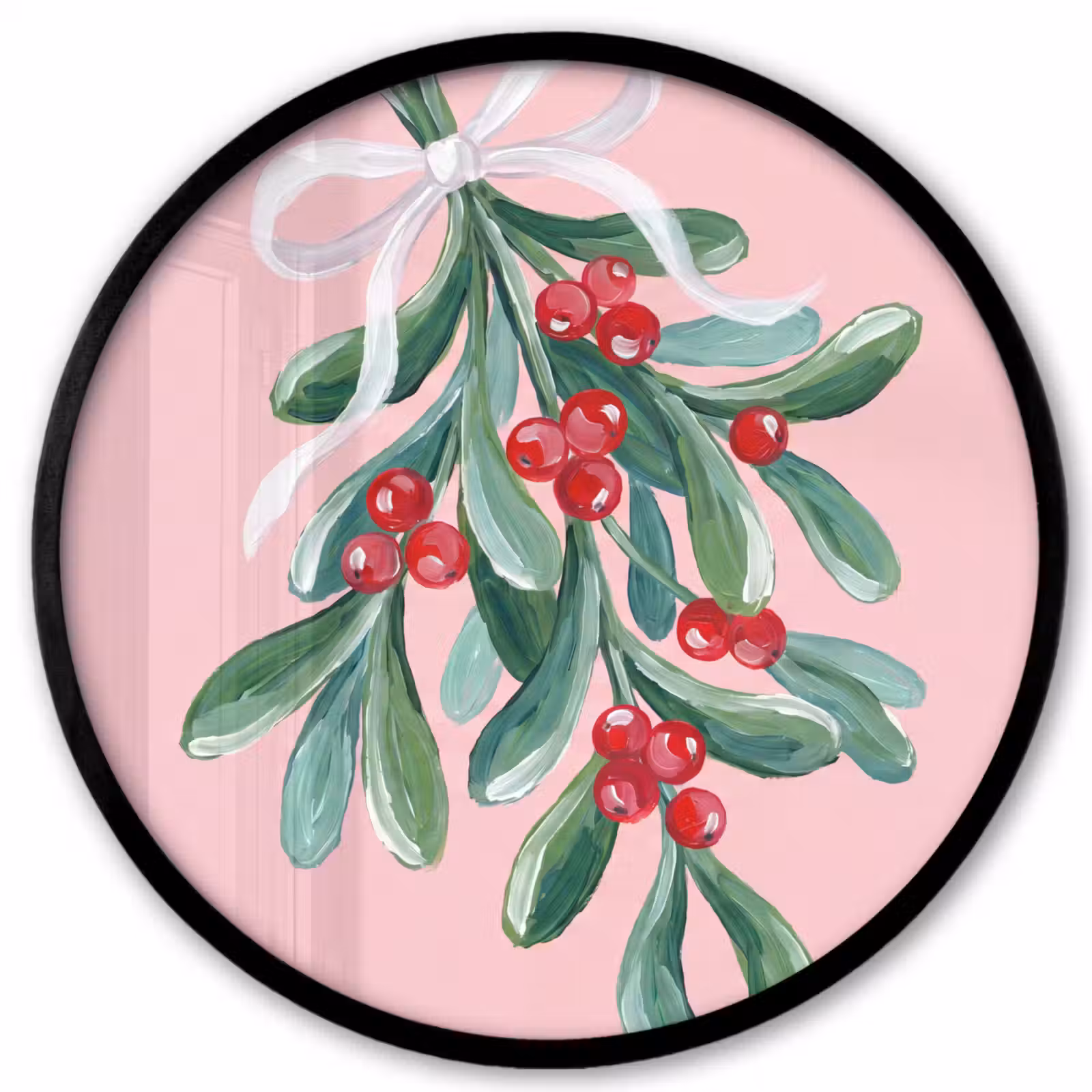 Ronde fotolijst - Plant - Kerst - Roze — 1