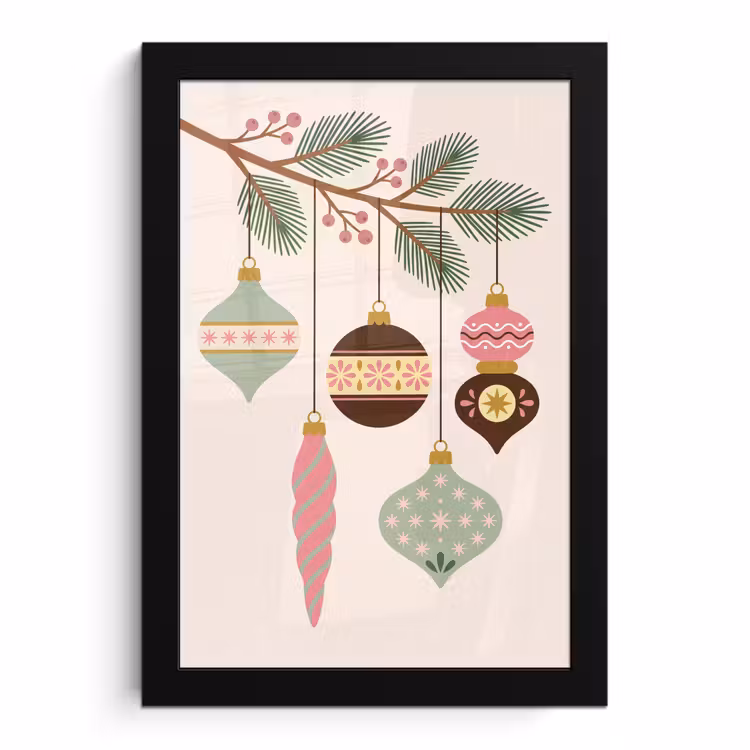 Poster met lijst - Kerst - Ornamenten - Tak — 1