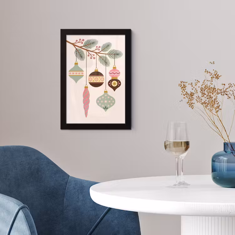 Poster met lijst - Kerst - Ornamenten - Tak — 2