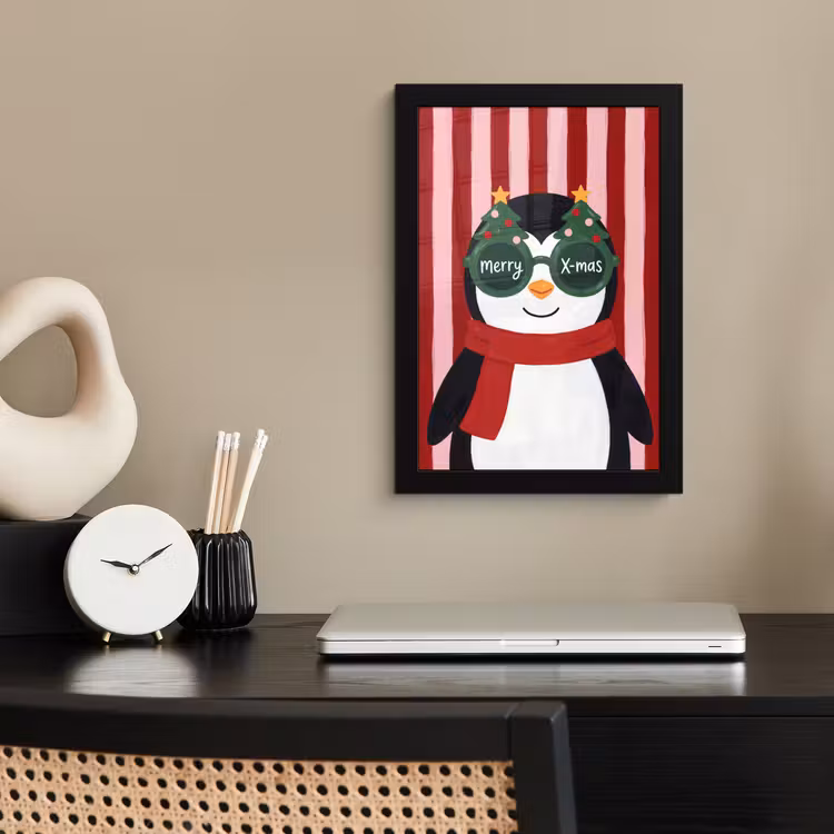 Poster met lijst - Pinguïn - Kerst - Illustratie — 3