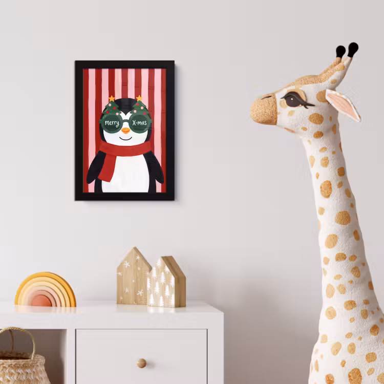 Poster met lijst - Pinguïn - Kerst - Illustratie — 5