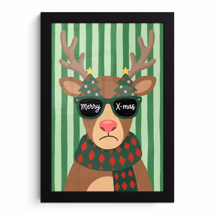 Poster met lijst - Rendier - Kerst - Illustratie — 1