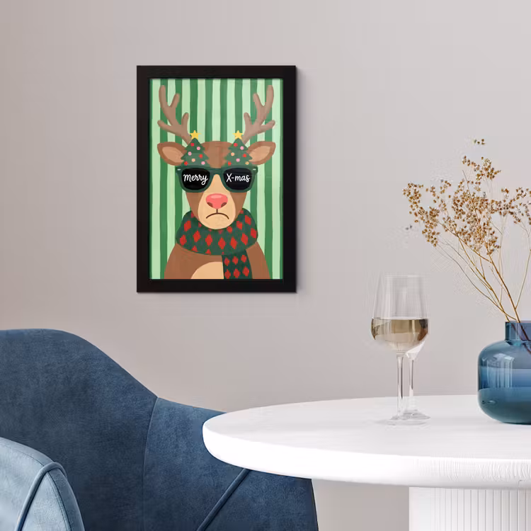 Poster met lijst - Rendier - Kerst - Illustratie — 2
