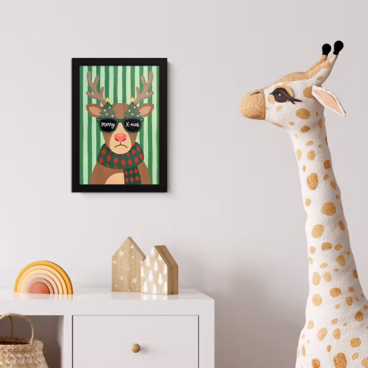Poster met lijst - Rendier - Kerst - Illustratie — 5