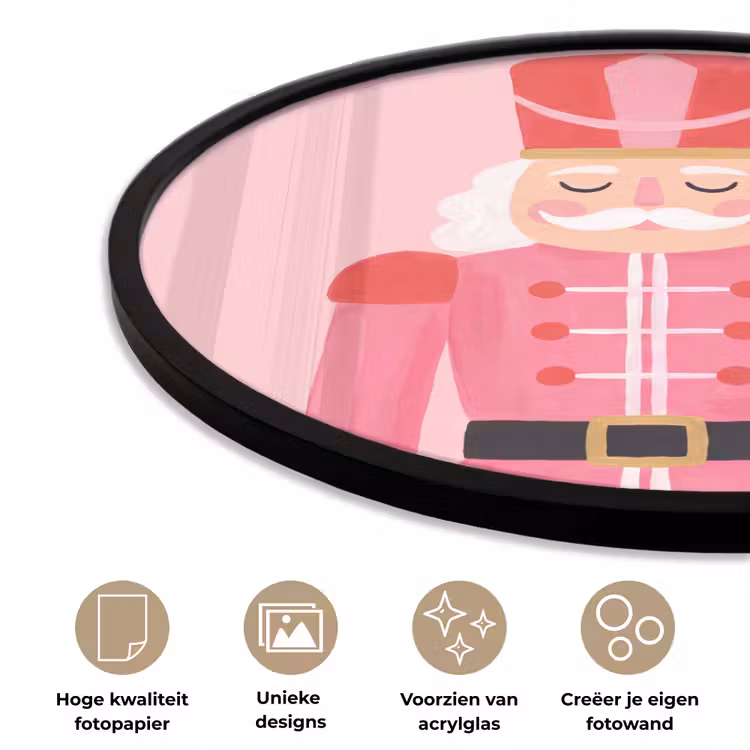 Ronde fotolijst - Notenkraker roze illustratie — 2
