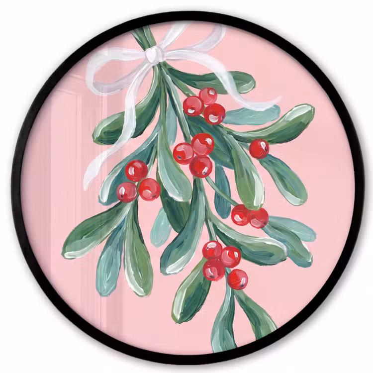 Ronde fotolijst - Plant - Kerst - Roze — 1