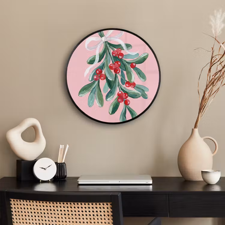 Ronde fotolijst - Plant - Kerst - Roze — 3