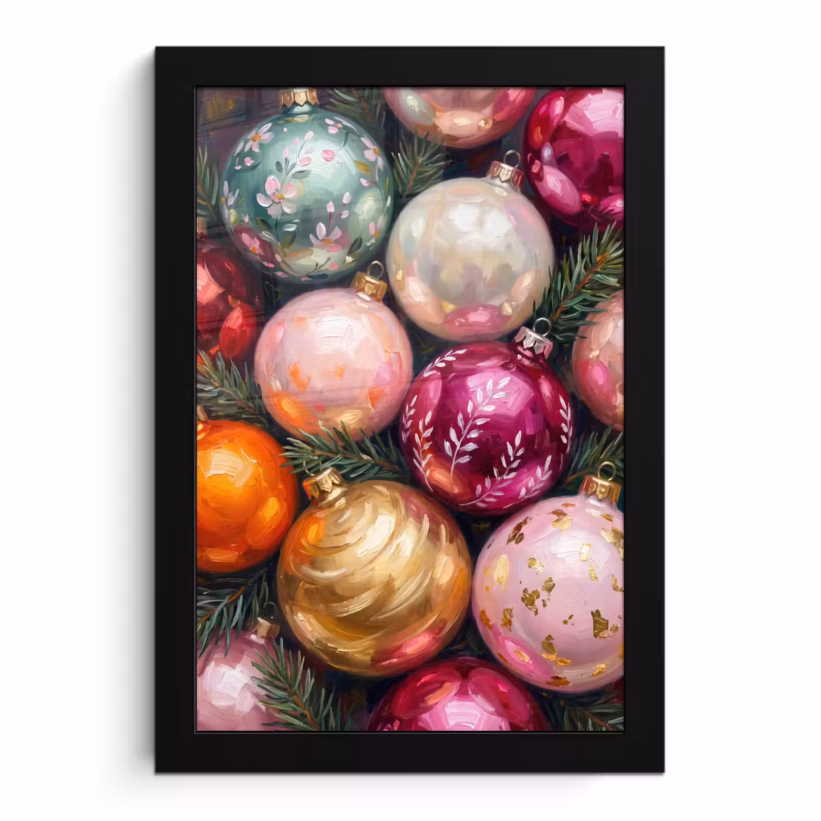 Poster met lijst - Kerstballen - Kleurrijk - Feest — 1