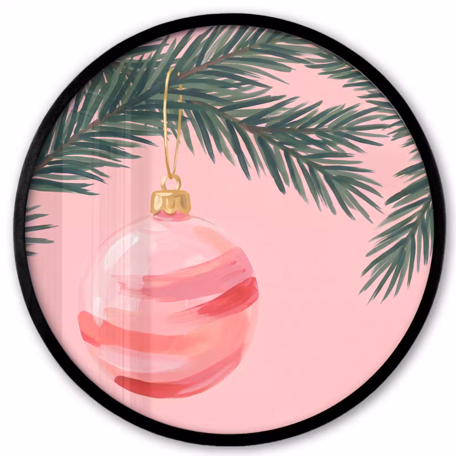 Ronde fotolijst - Kerstbal - Roze - Kerst — 1