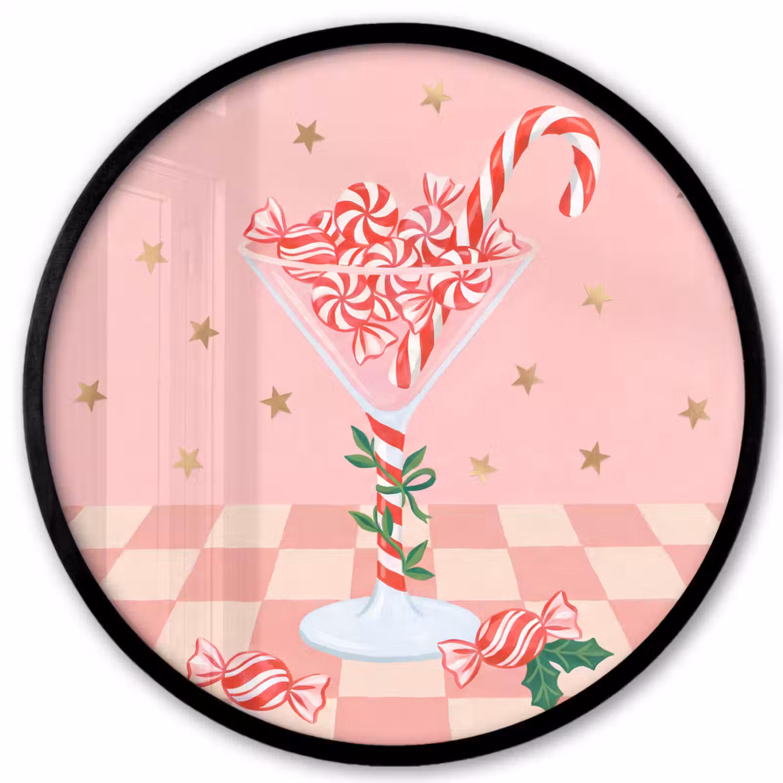 Ronde fotolijst - Snoep - Glas - Roze — 1