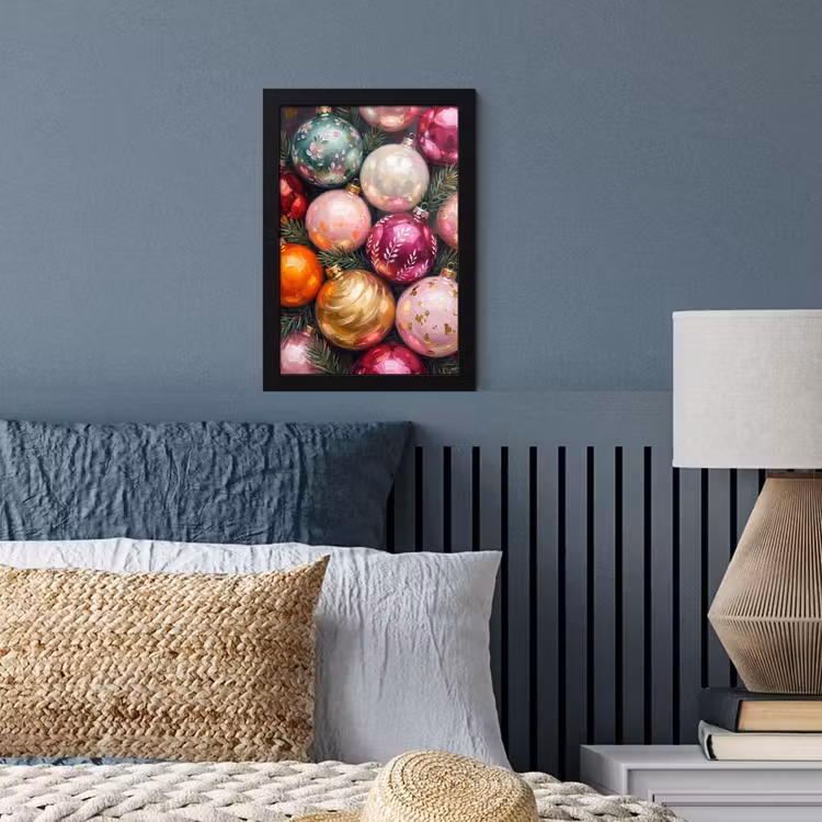 Poster met lijst - Kerstballen - Kleurrijk - Feest — 4