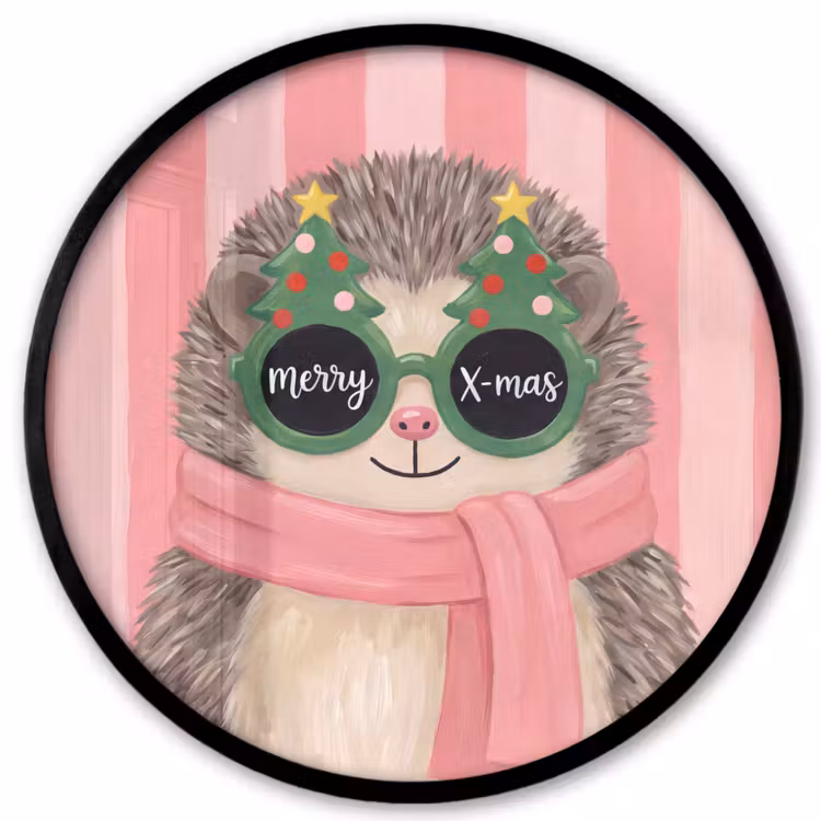 Ronde fotolijst - Egel - Kerst - Illustratie — 1